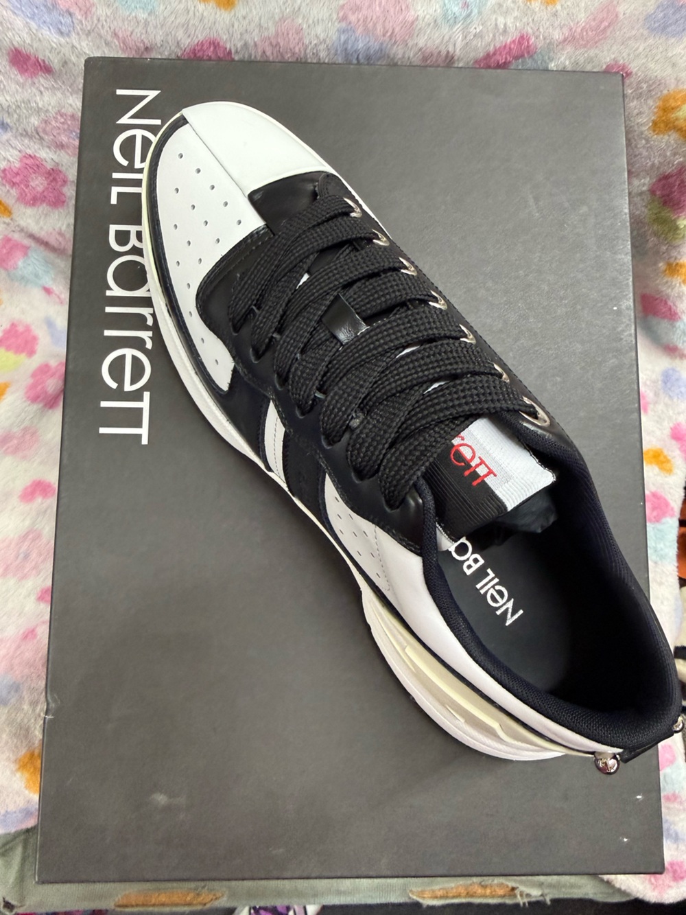 Neil Barrett Black and White Low-Top Leather Sneaker